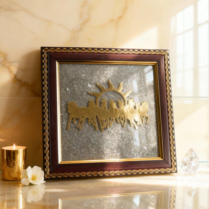 7 Horses on Raw Pyrite Frame
