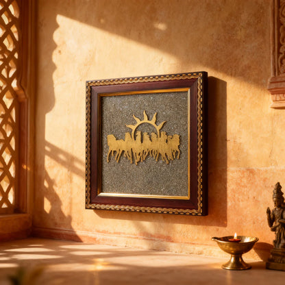 7 Horses on Raw Pyrite Frame